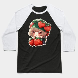 Strawberry Anime Girl Baseball T-Shirt